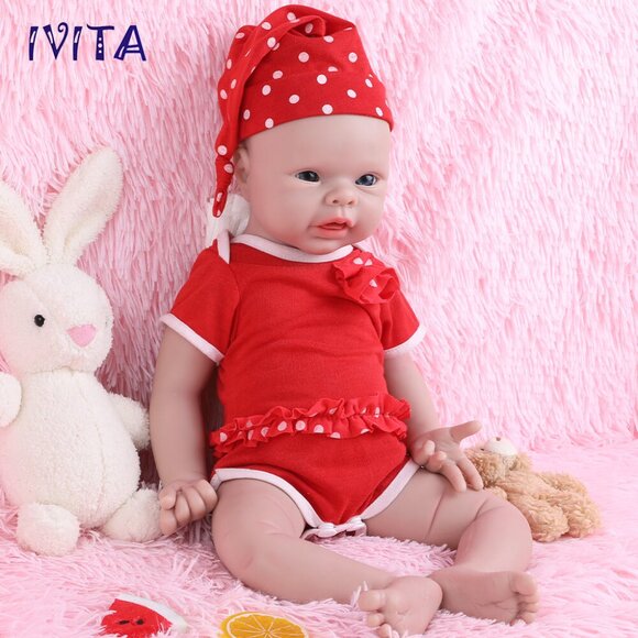 IVITA Other - IVITA 20'' Full Soft Body Silicone Newborn Smiling Open Eyes Baby Girl Doll